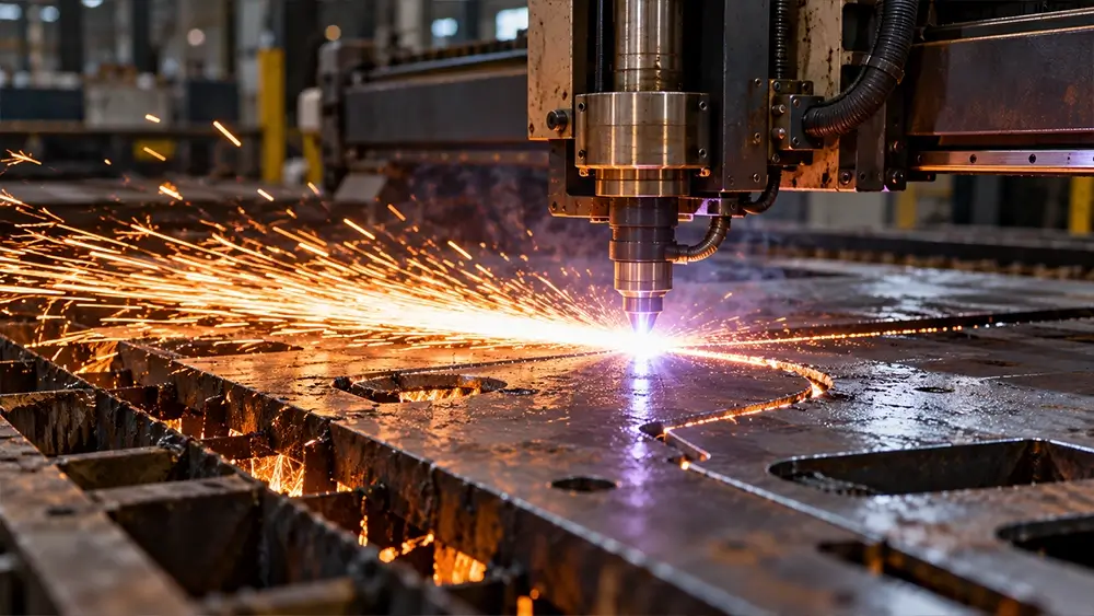 دستگاه برش CNC در حال برش ورق فولادی