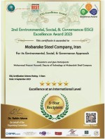 كسب عنوان پنج‌ستاره جایزه بین‌المللی تعالی پایداری برای اولین بار توسط فولاد مباركه