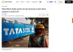 تاتا استیل هند رکورد تولید سالانه فولاد خام به ثبت رساند