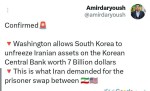 صدور مجوز آزاد کردن دارایی ایران توسط بانک مرکزی کره/جزییات رایزنی سئول و واشنگتن.