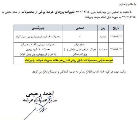 زمان‌بندی جدید عرضه در بورس کالا