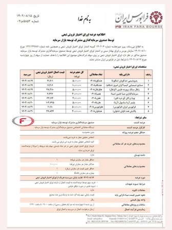 عرضه اوراق اختیار فروش تبعی توسط صندوق سرمایه گذاری مشترک توسعه بازار بر روی نمادهای