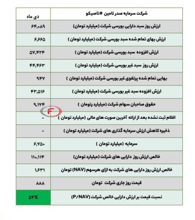 مهمترین دارایی‌های بورسی و غیر بورسی تاصیکو