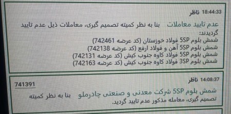 عدم تایید تمام عرضه های اعتباری بورس کالای 2 بهمن ماه 1402