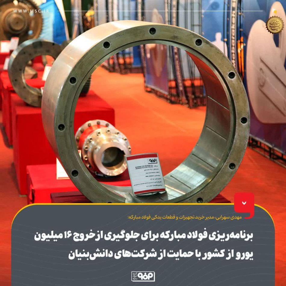 جلوگیری از خروج ۱۶ میلیون یورو ارز با حمایت فولاد مبارکه از شرکت‌های دانش‌بنیان